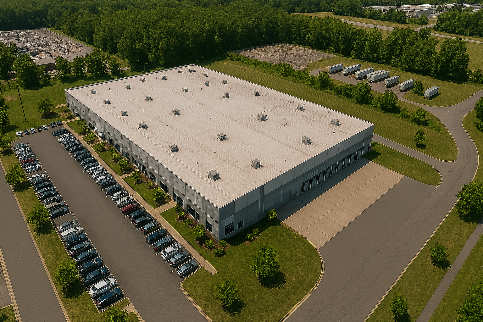 Aerial view of commercial facility